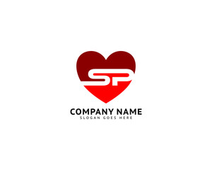 Initial Letter SP Heart Love Logo Icon Design Template Element