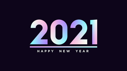 Happy New Year 2021. Holographic number 2021, hologram digits