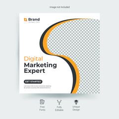 Digital business marketing banner for social media post template.