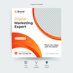 Digital business marketing banner for social media post template.