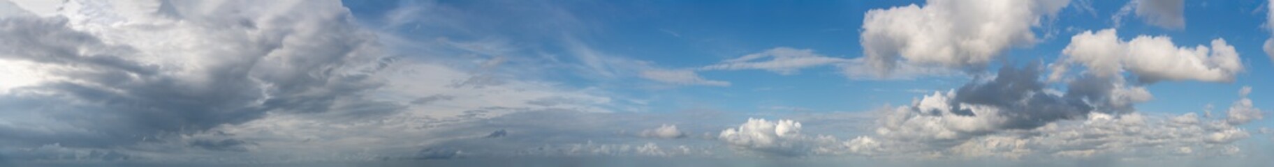 Fantastic clouds against blue sky, panorama