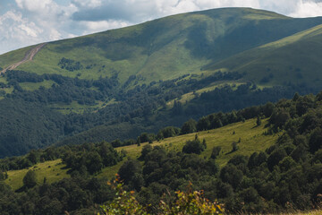 Fototapeta na wymiar scenic Carpathians mountains and hills in the nice weather in summer
