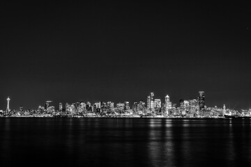 black and white panoramic of seattle