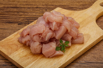 Raw diced chicken for cooking
