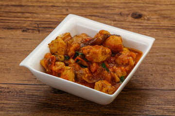 Chicken with oyster sauce and vegetables