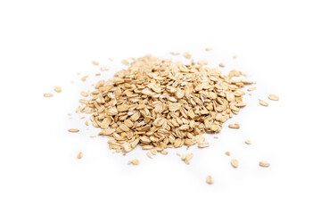 Pile of oat flakes isolated on a white background