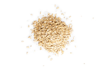 Fototapeta na wymiar Pile of oat flakes isolated on a white background