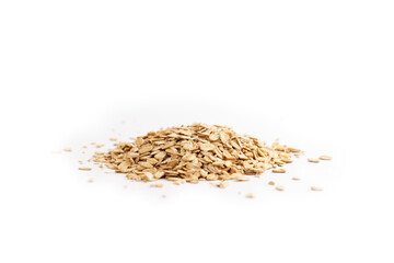 Pile of oat flakes isolated on a white background