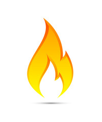 Flammable symbol. Icon with picture flame of fire. Highly flammable things. Fire sign. Explosive object simple logo. Color flame pictogram. Supports combustion icon