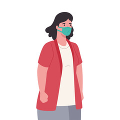 woman with mask design of medical care and covid 19 virus theme Vector illustration