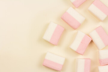 marshmallow on a pink background
