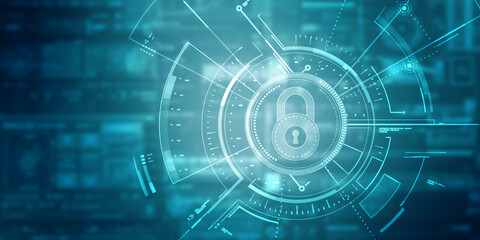 2d illustration Safety concept: Closed Padlock on digital background