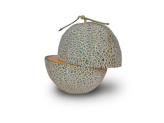 The splited melon on a white background