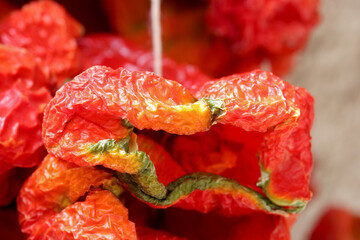 close-up dried sweet bell pepper