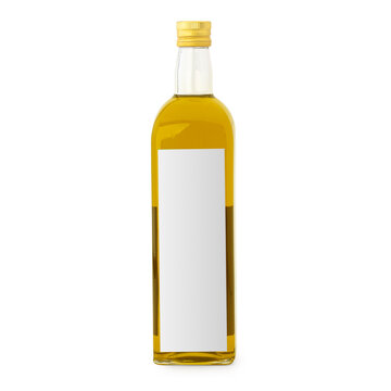 Olive Oil bottle with blank label isolated on white background