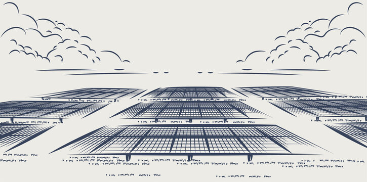 Solar panels and wind turbines or alternative sources of energy. Ecological sustainable energy supply. Vector illustration design.