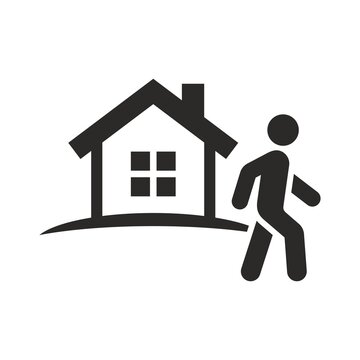 Away From Home Icon. Leaving Home. Walking Outside. Outdoors. Vector Icon Isolated On White Background.