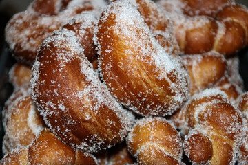 Freshly Made Sugar Donuts Closeup View Selective Focus