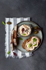 Obraz na płótnie Canvas tuna rillettes with cream cheese and anchovies