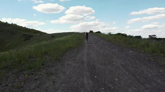 Walking on a hikingtrail in the belgian hills.