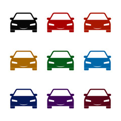 Smiling car icon, color set