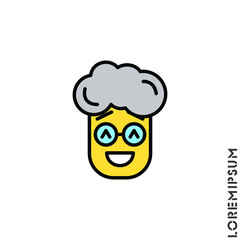 Smile vector yellow boy, man icon, happy symbol. style sign for mobile concept and web design. Emoji symbol illustration. Pixel vector graphics - Vector. Laughing, emotion icon. Fun, face vector