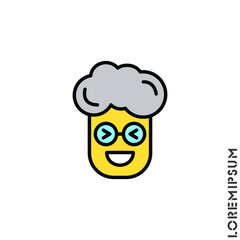Emoticon yellow vector boy, man icon on white background. vector emoticon icon symbol sign from modern user interface collection for mobile concept and web apps design. Laugh, emoji icon vector, emoti
