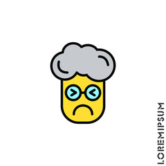 Sad Cry Stressful yellow Emoticon boy, man Icon Vector Illustration. Style. Angry icon vector, emotion symbol. Modern symbol for web and mobile apps web 