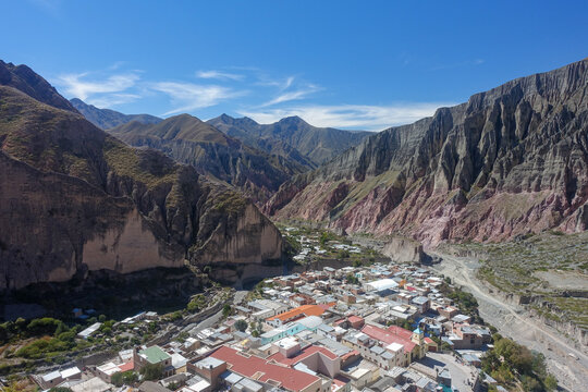 The small mountain town of Iruya in the Quebrada de Humahuaca in northern Argentina from above  