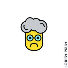 Sad yellow boy, man icon vector, emoticon symbol. Modern symbol for web and mobile apps. Very Sad Emoticon Icon Vector Illustration. Style.