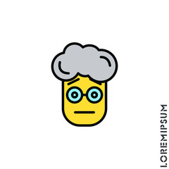 cute yellow emoticon sticker boy, man icon, vector illustration. Embarrassed Shy Blushing Face Emoticon Icon Vector Illustration