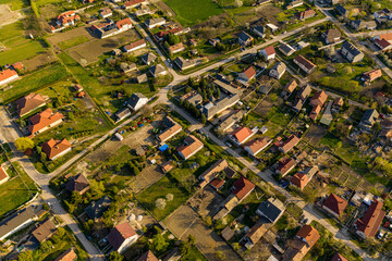 Hungarian village from above. Aerial photo, taken with a drone.