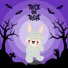 cute rabbit bunny halloween costume theme cartoon doodle