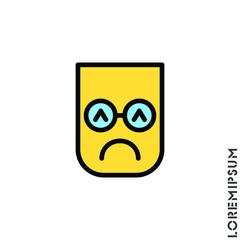 Depressed, sad, stressed color emoji icon vector, emotion, sad symbol. Modern flat symbol web and mobil apps. Sad Emoticon Icon Vector Illustration. Style. 