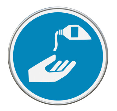 Gebotszeichen "Handschutzmittel benutzen" nach DIN EN ISO 7010. 3d rendering