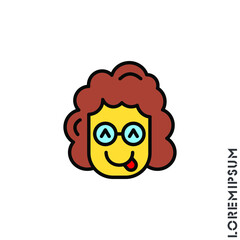 Playful smile girl, woman yellow icon. Simple vector of emoji icons for ui and ux, website or mobile application. isolated with tongue out icon