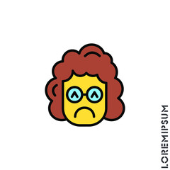 Depressed, sad, stressed yellow emoji girl, woman icon vector, emotion, sad symbol. Modern flat symbol web and mobil apps. Sad Emoticon Icon Vector Illustration. Style. 
