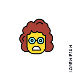 Frowning with open mouth girl, woman emoji yellow vector icon. frowning with open mouth emoji icon, vector simple element illustration from editable emoji concept isolated