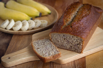 Homemade banana cake. Healthy dessert. Cake with natural fiber.