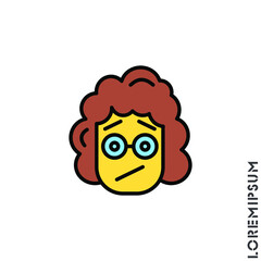 Seductive Smile Emoticon yellow girl, woman Icon Vector Illustration. Style. Angry icon vector