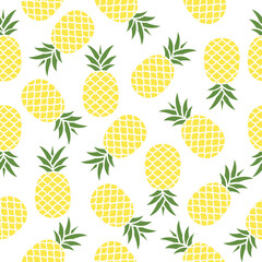 Seamless pineapple pattern vector illustration on white.