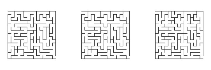 Game set icon. White vector template with a black maze, puzzle. Illustration for puzzle, labyrinth books, magazines isolated on a white.