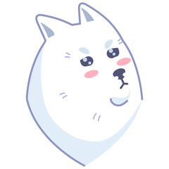 Dog sticker, proud emoticon. Emoticon for social networks and messengers. White dog pet. Cute kawaii animal in cartoon style.