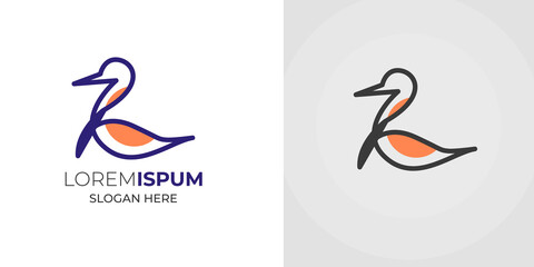 abstract and colorful egret logo design with colorful shape .blue heron drawings abstract heron blue crane vector