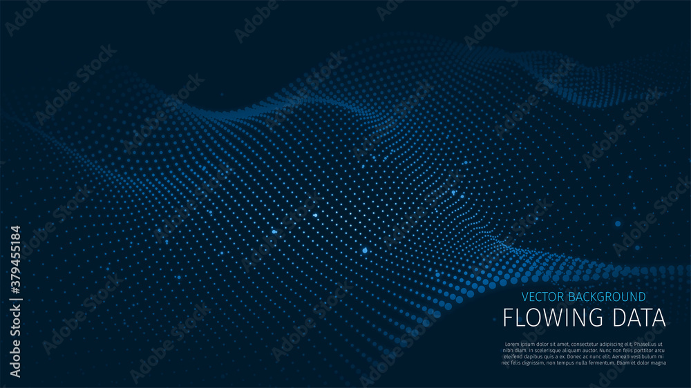 Wall mural abstract technology particle background. big data, artificial intelligence, music hud. blockchain an