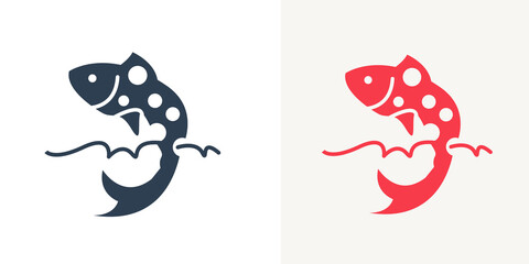 Big hunting Fish logo design For Bakery Food vector illustration .Fish hunting badge logo design .abstract icon design logo template Company creative design