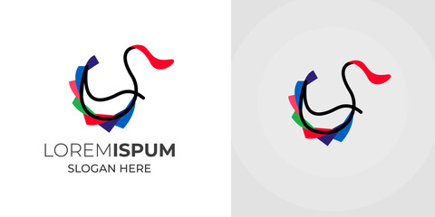 Modern abstract Duck logo with Colorful shape vector illustration . icon vector duck illustration. Goose icon. duck hunting logos rubber duck mallard logo