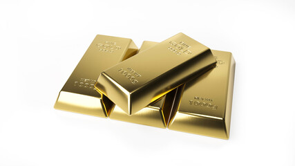 Gold bar isolated on white background. Financial concept. 3d rendering.