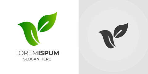 Leaf and bird logo design vector illustartion .leaf logo design template 