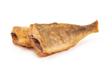 Fried perch fillet, isolated on white background